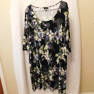 J Jill Black and Lavender wearever collection dress Size XL